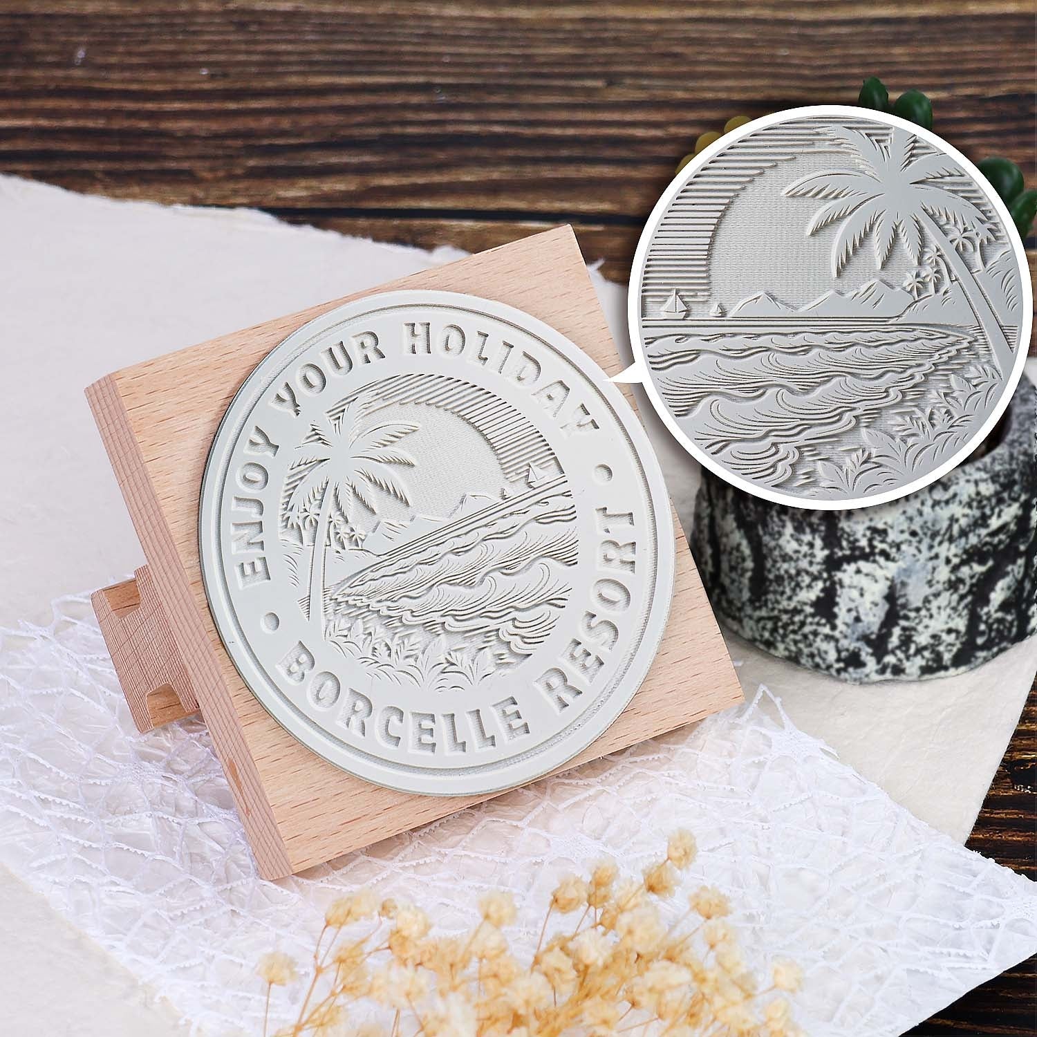 Zusätzliche GROSSE Größe personalisierte Holz Gummistempel Produktdetail 1