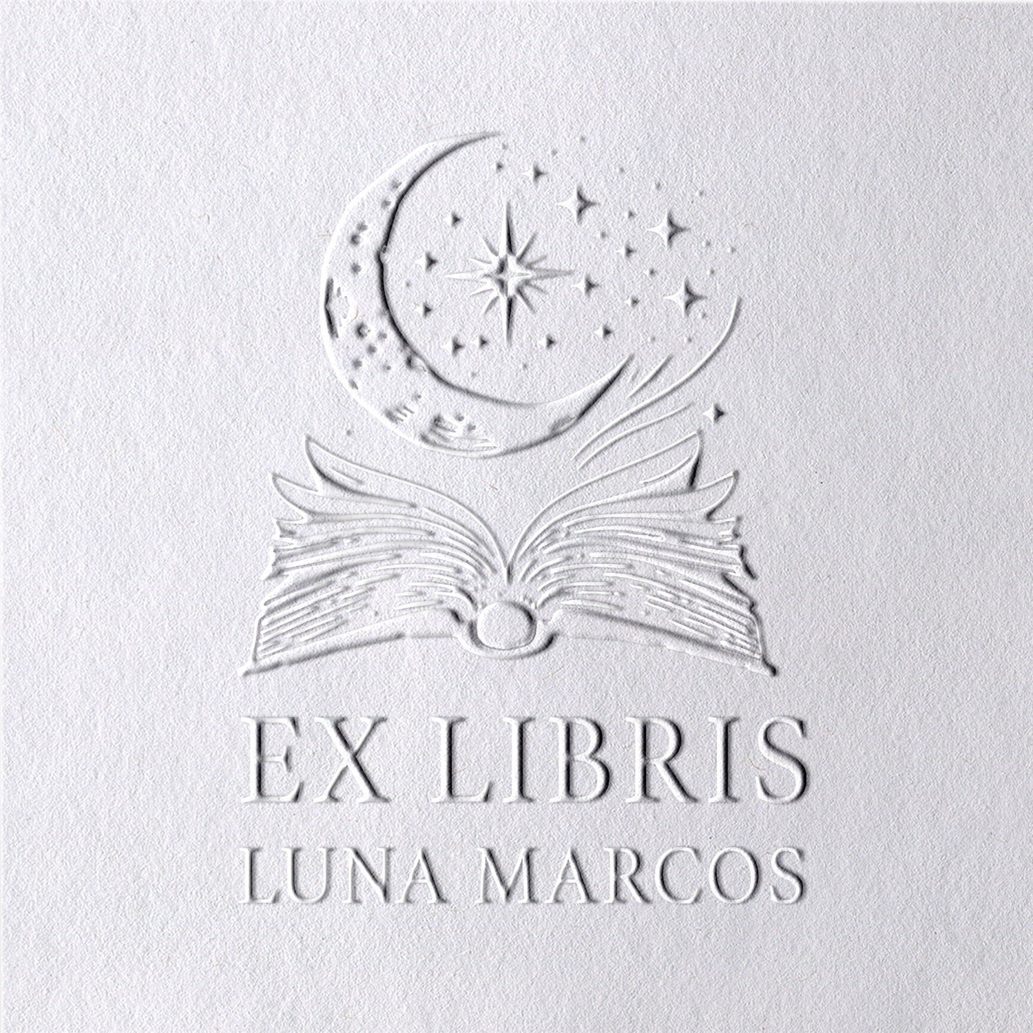 Personalisierte Mond und Sterne Exlibris-Stempel Buch Prägezange2