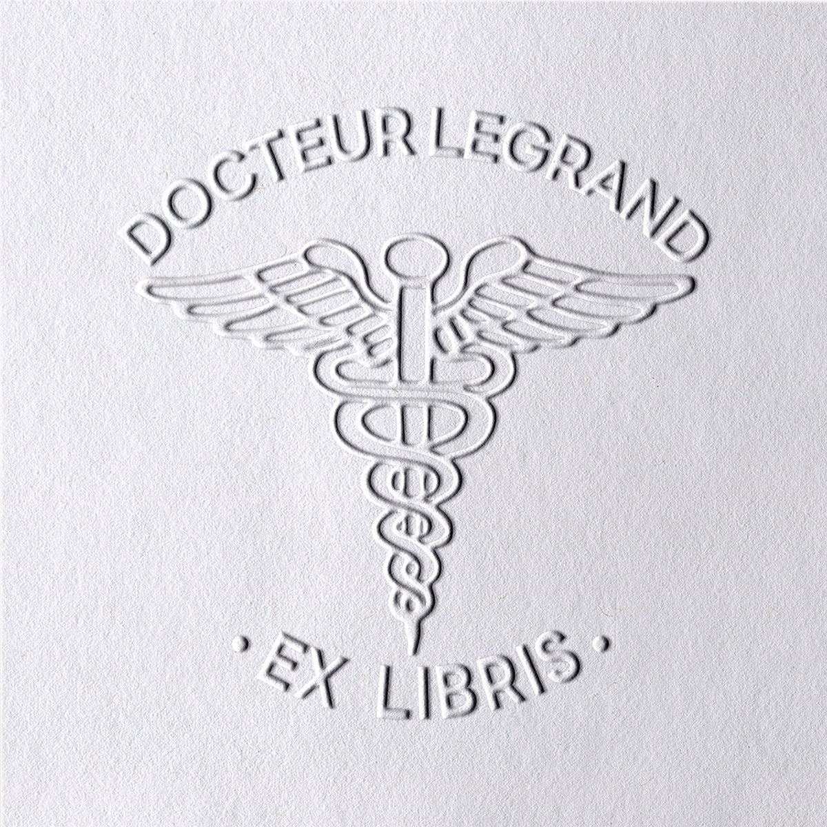 Personalisierter Caduceus Exlibris-Stempel Buch Prägezange2