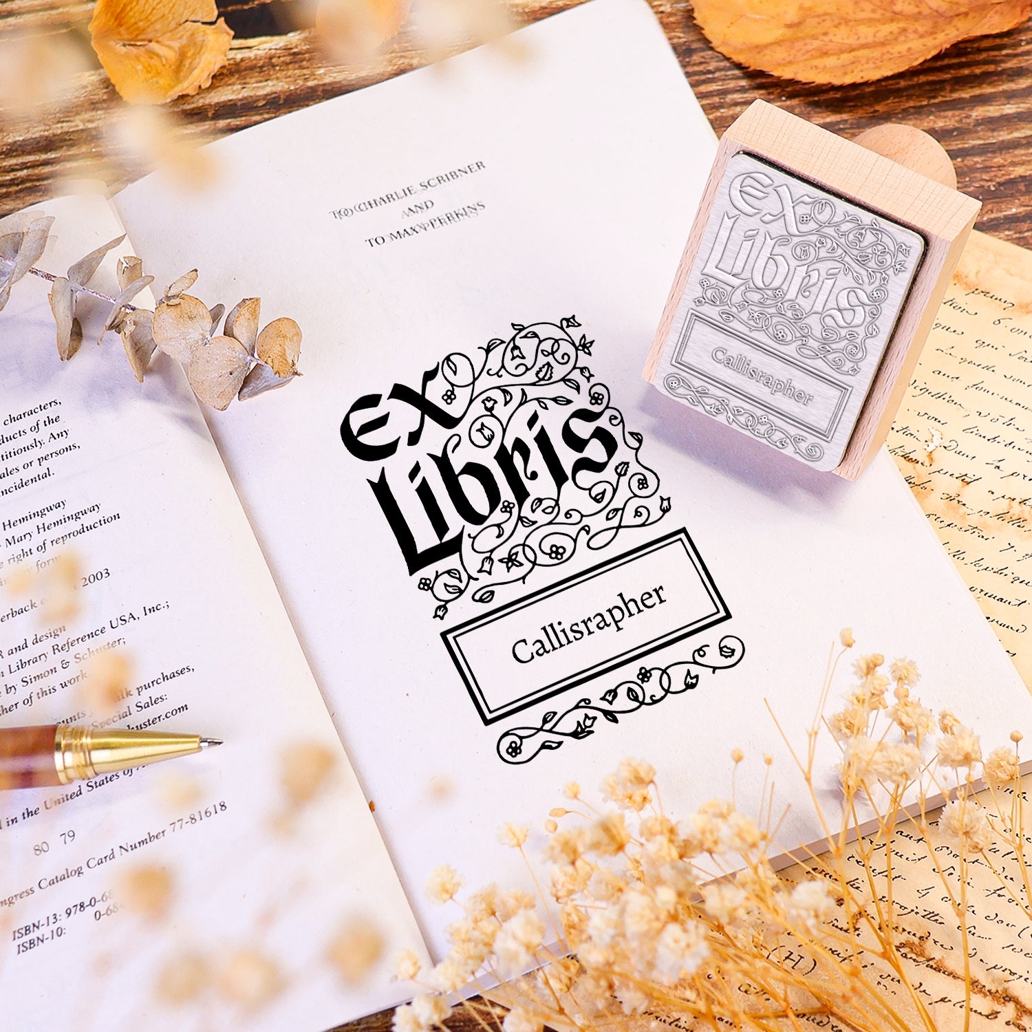 personalisiert Buch Gummistempel Verwendung Buchcover
