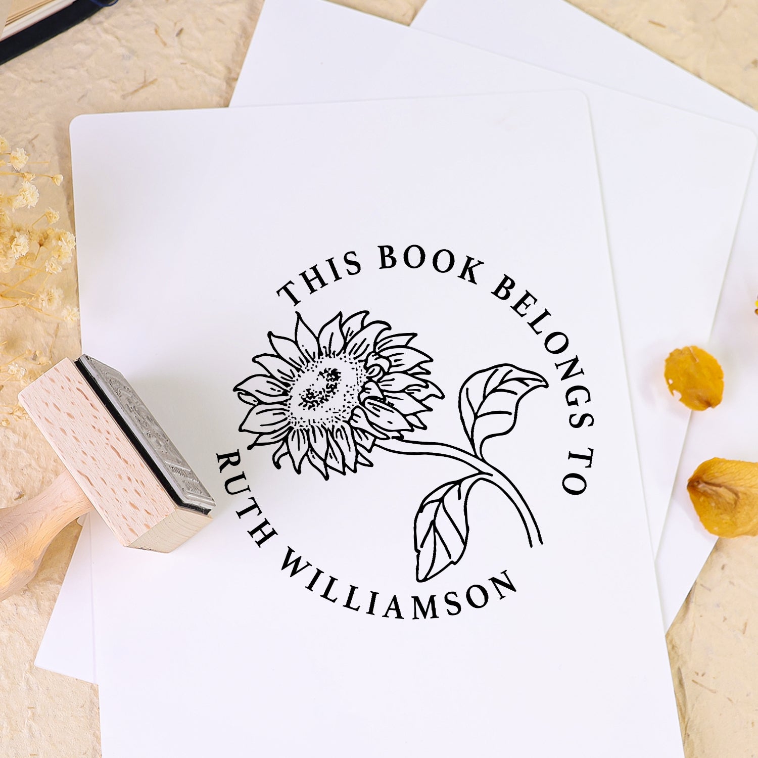 Individueller Zwillings-Schwalben Ex Libris Buch Holz Gummistempel