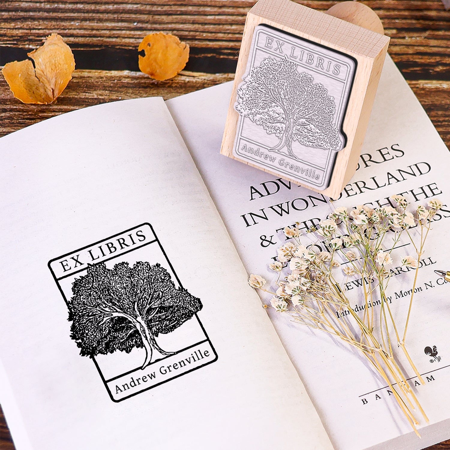 personalisiert Buch Gummistempel Verwendung Buchcover