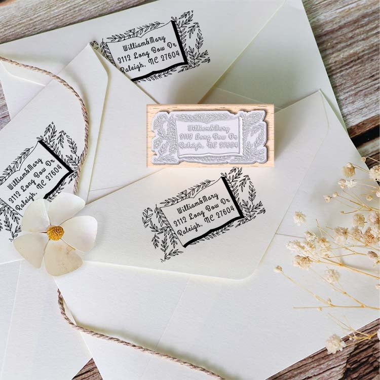 Personalisierter Adresse Holz Gummistempel1