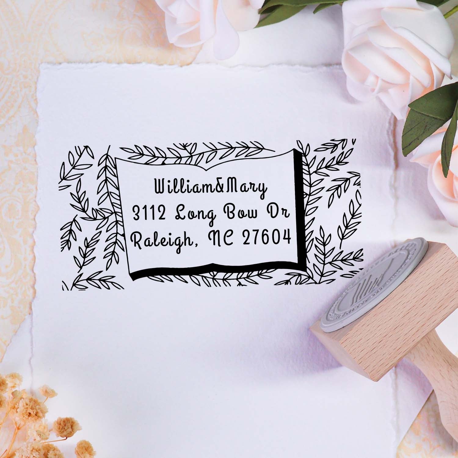 Personalisierte Adresse Holz Gummistempel2