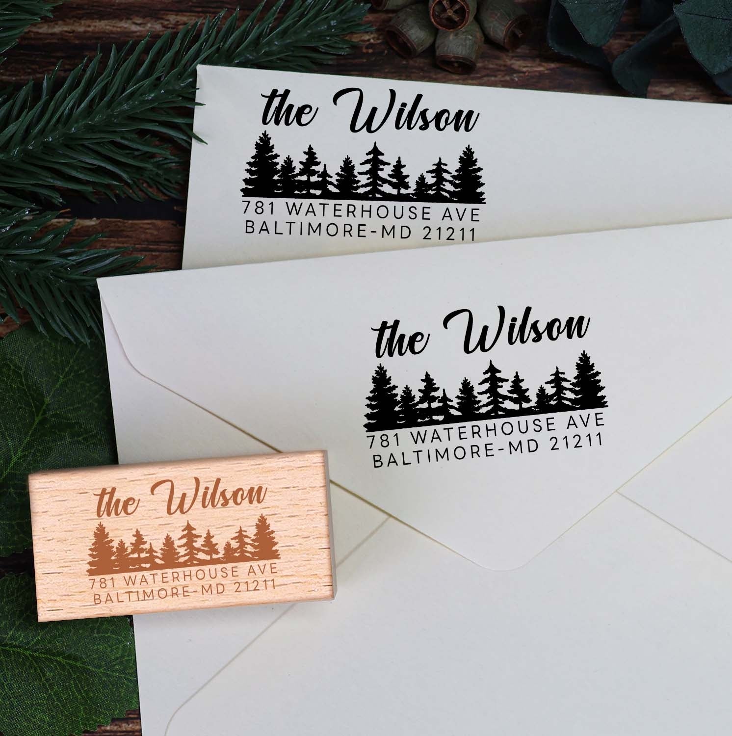 Personalisierter Adresse Holz Gummistempel1