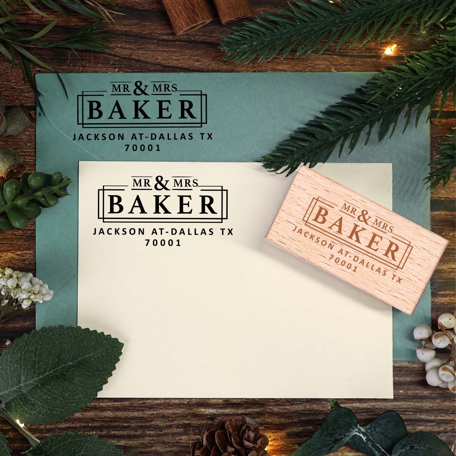 Personalisierter Adresse Holz Gummistempel1