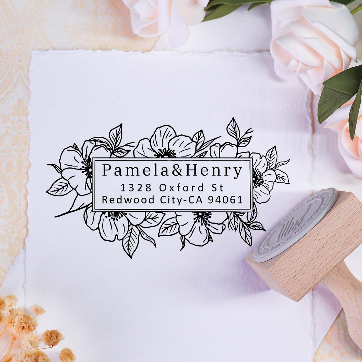 Personalisierte Adresse Holz Gummistempel2