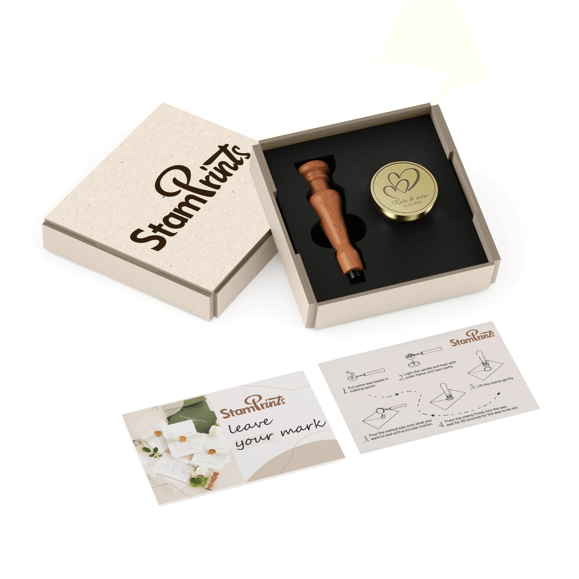Personalisierter Siegelwachs Siegelstempel Stamprints Geschenkpaket