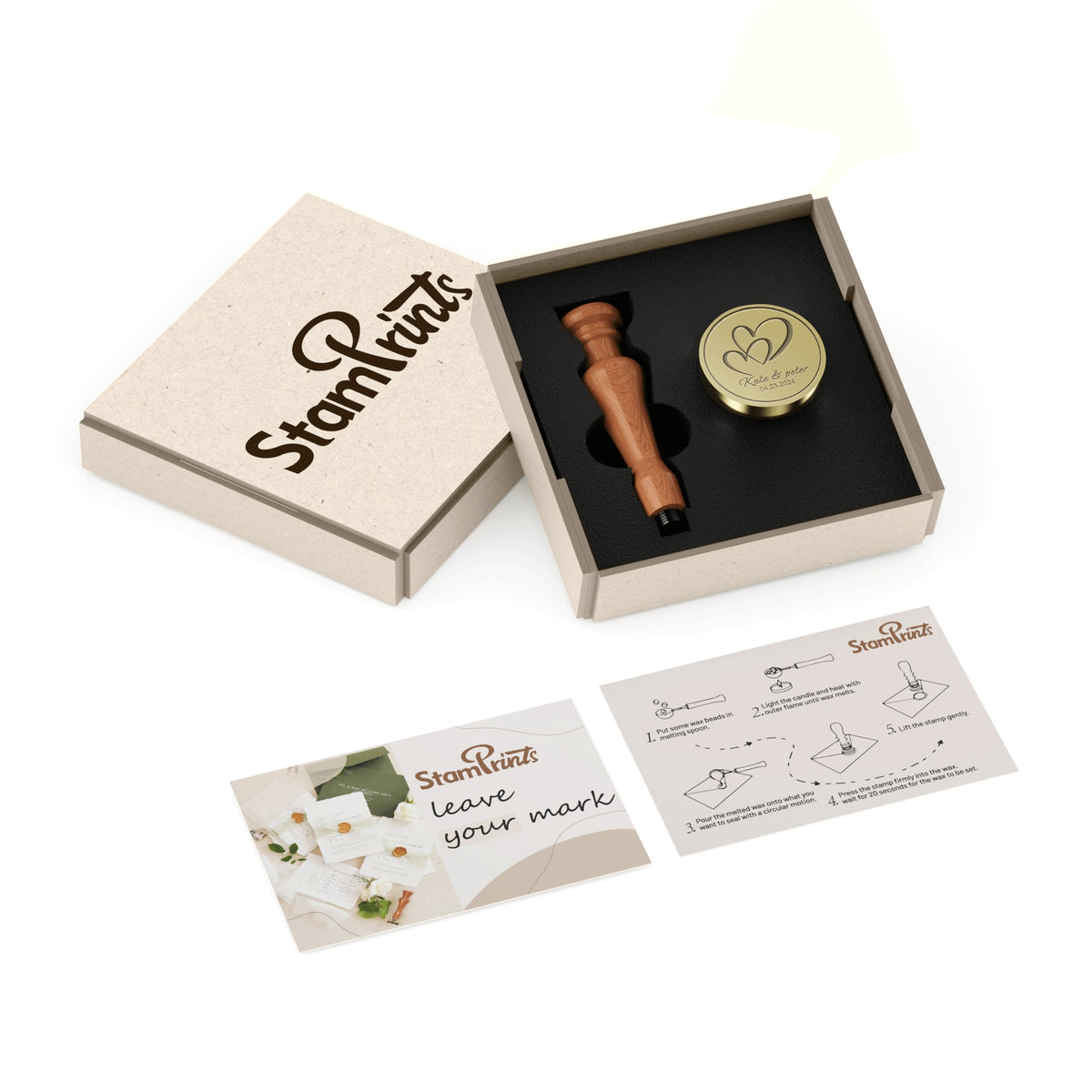 Personalisierter Siegelwachs Siegelstempel Stamprints Geschenkpaket