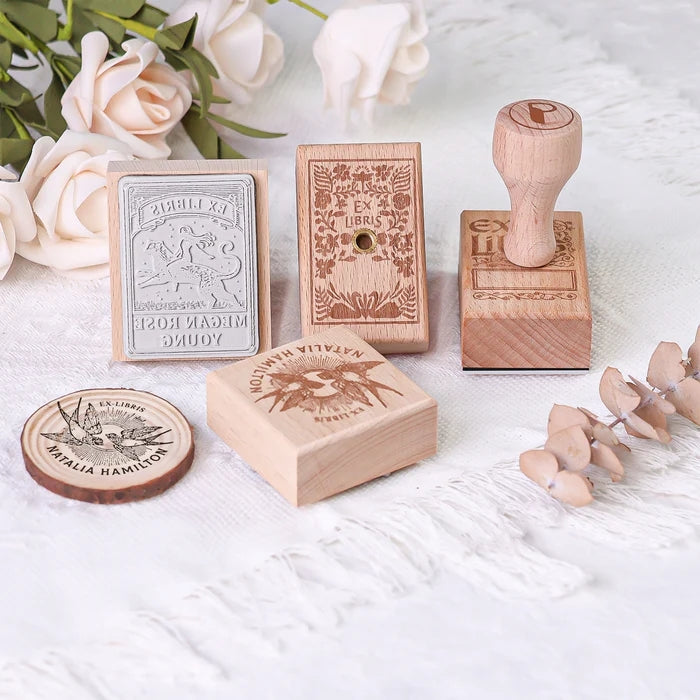 Personalisierter Exlibris-Stempel Buch Holz Gummistempel4