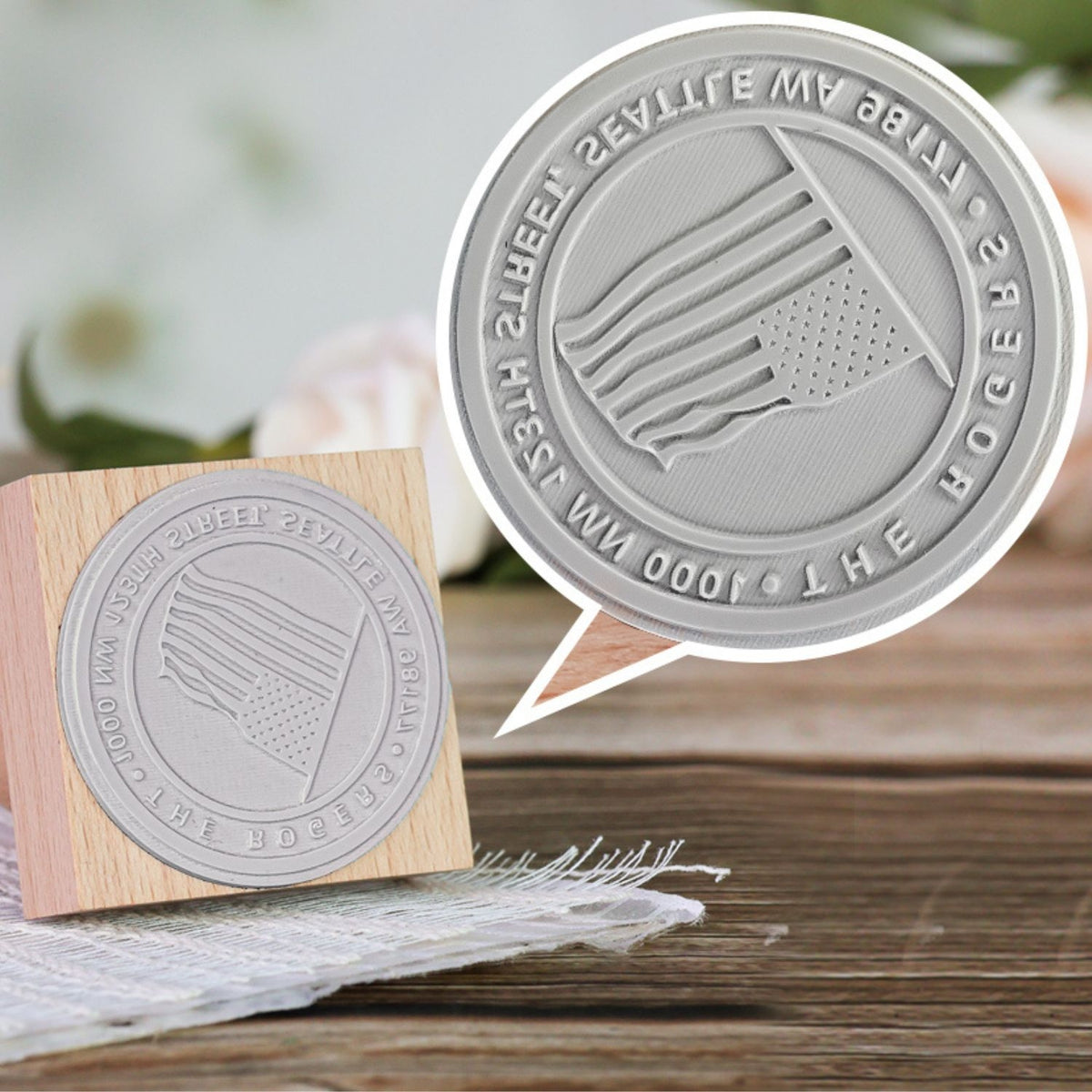Personalisierter quadratischer Adresse Holz Gummistempel5