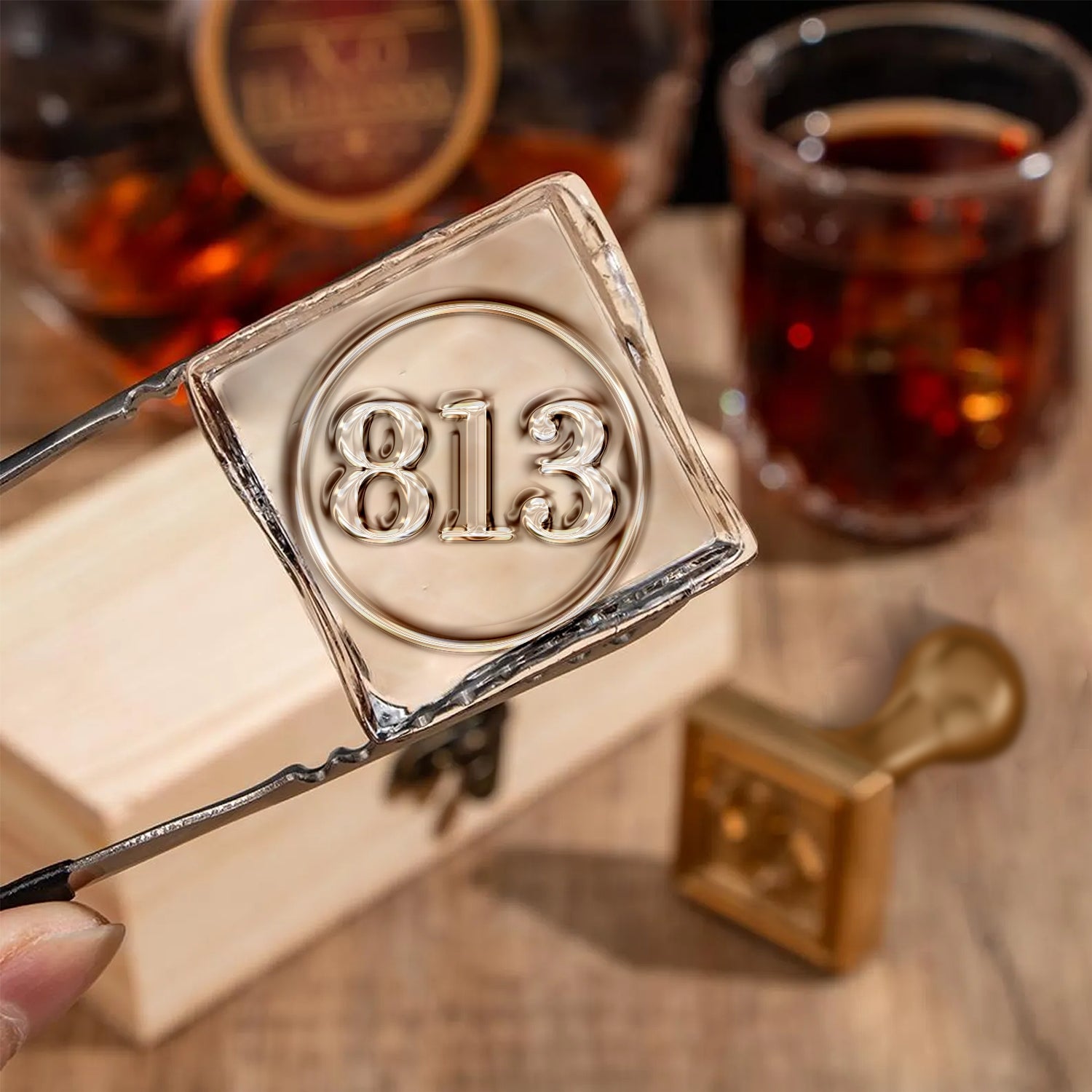 Circle Numbers & Letters Double Monogram Brass Ice Stamp for Bartender & Planner1