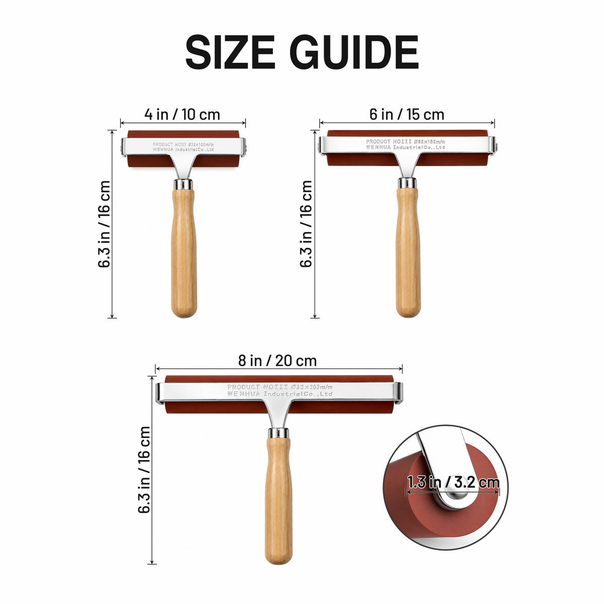 Hard Rubber Brayer Roller - Wood Handle Ink Tool for Printmaking4