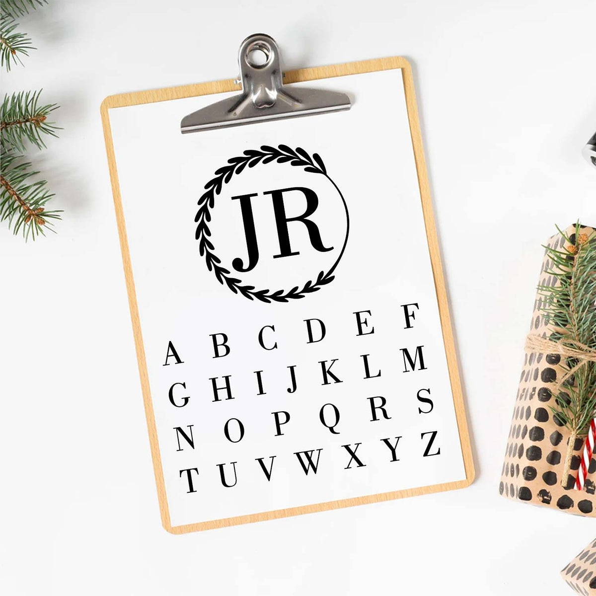 Laurel Circle Double Monogram Brass Ice Stamp for Bartender & Planner2