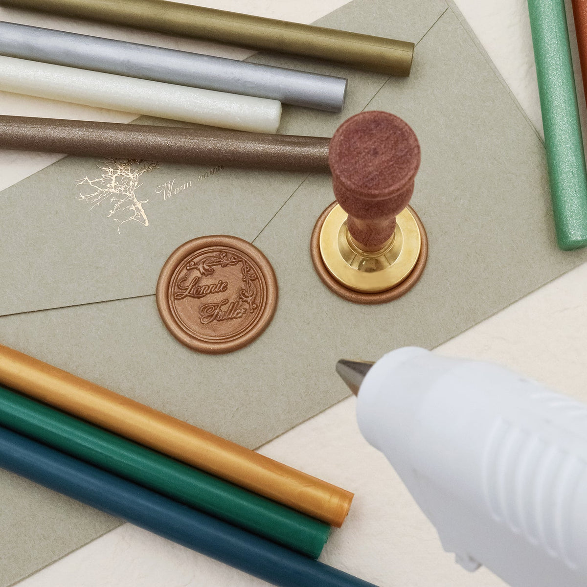 Stamprints Heißkleber Wachspistole Siegelwachs Stempel 3
