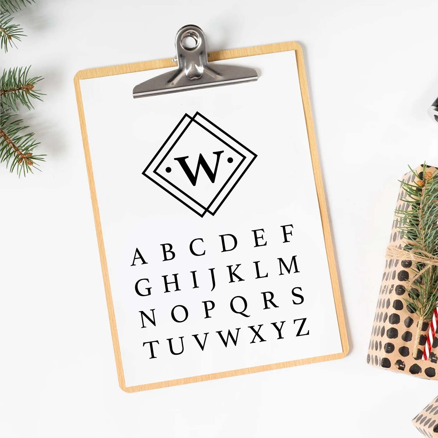 Wedge Frame Single Monogram Brass Ice Stamp for Bartender & Planner2
