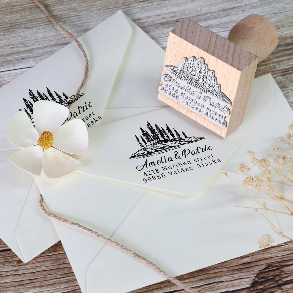personalisiert-Adresse-Holz-Gummi-Stempel1